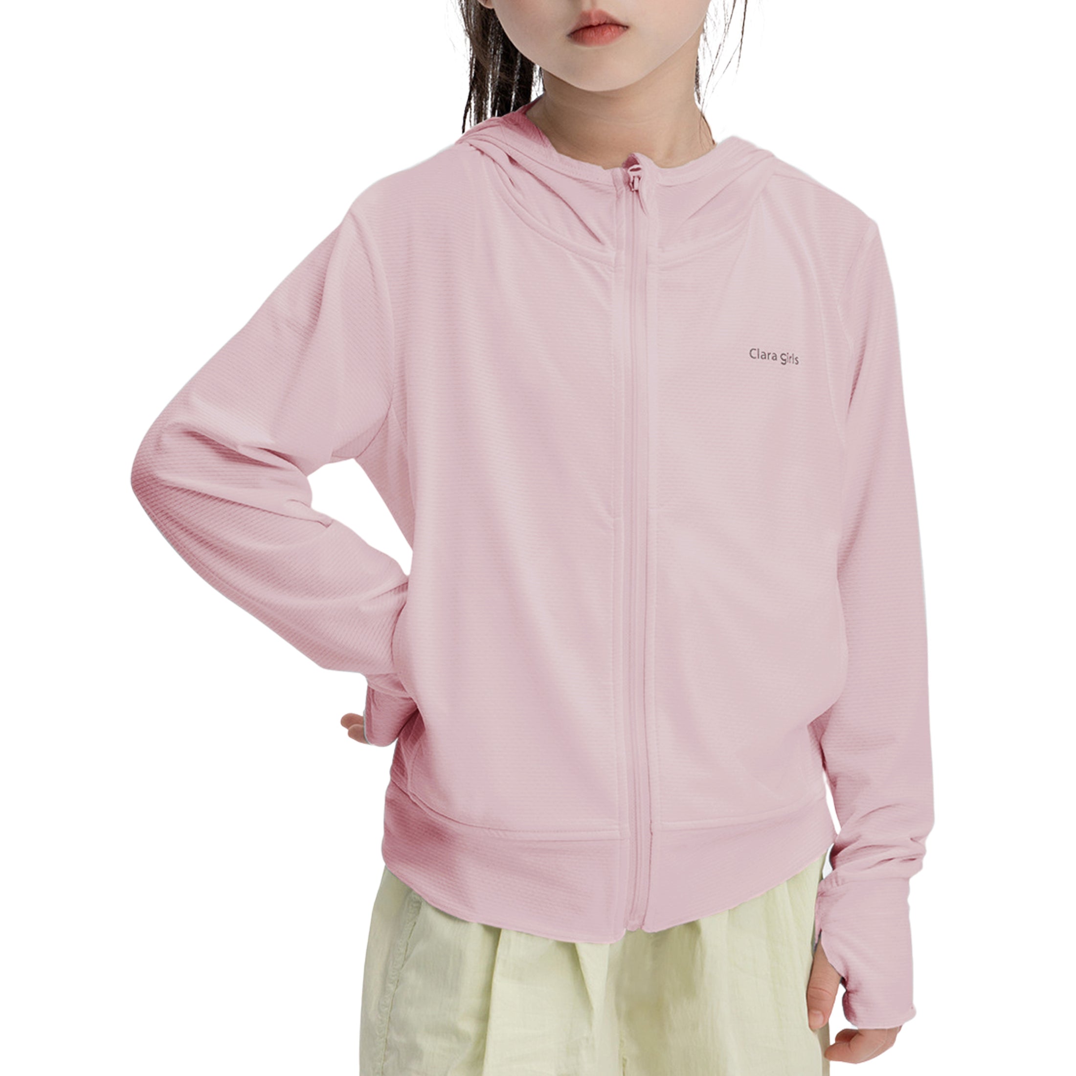 Rolanko Kids Zip Up Sun Hoodie UPF50+ with Thumbholes