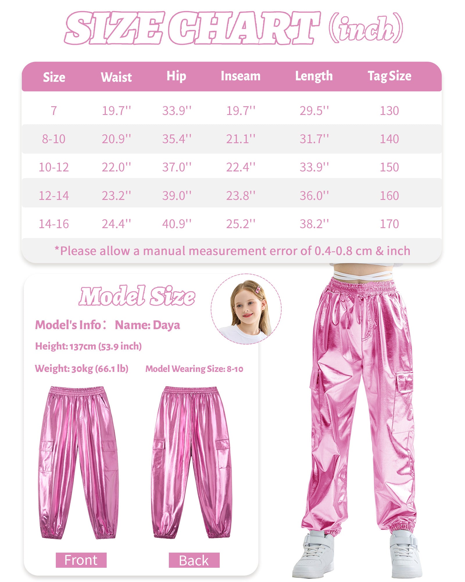 Girls Hip Hop Dance Cotton Cargo Jogger Pants for Kids