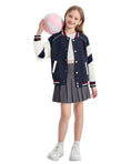 Load image into Gallery viewer, Girls Varsity Jackets Baseball Bomber Color Block Jacket Outwear With Pockets
