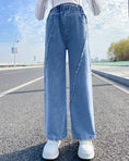 Load image into Gallery viewer, Girl's Elastic Waist Burrs Baggy Jeans
