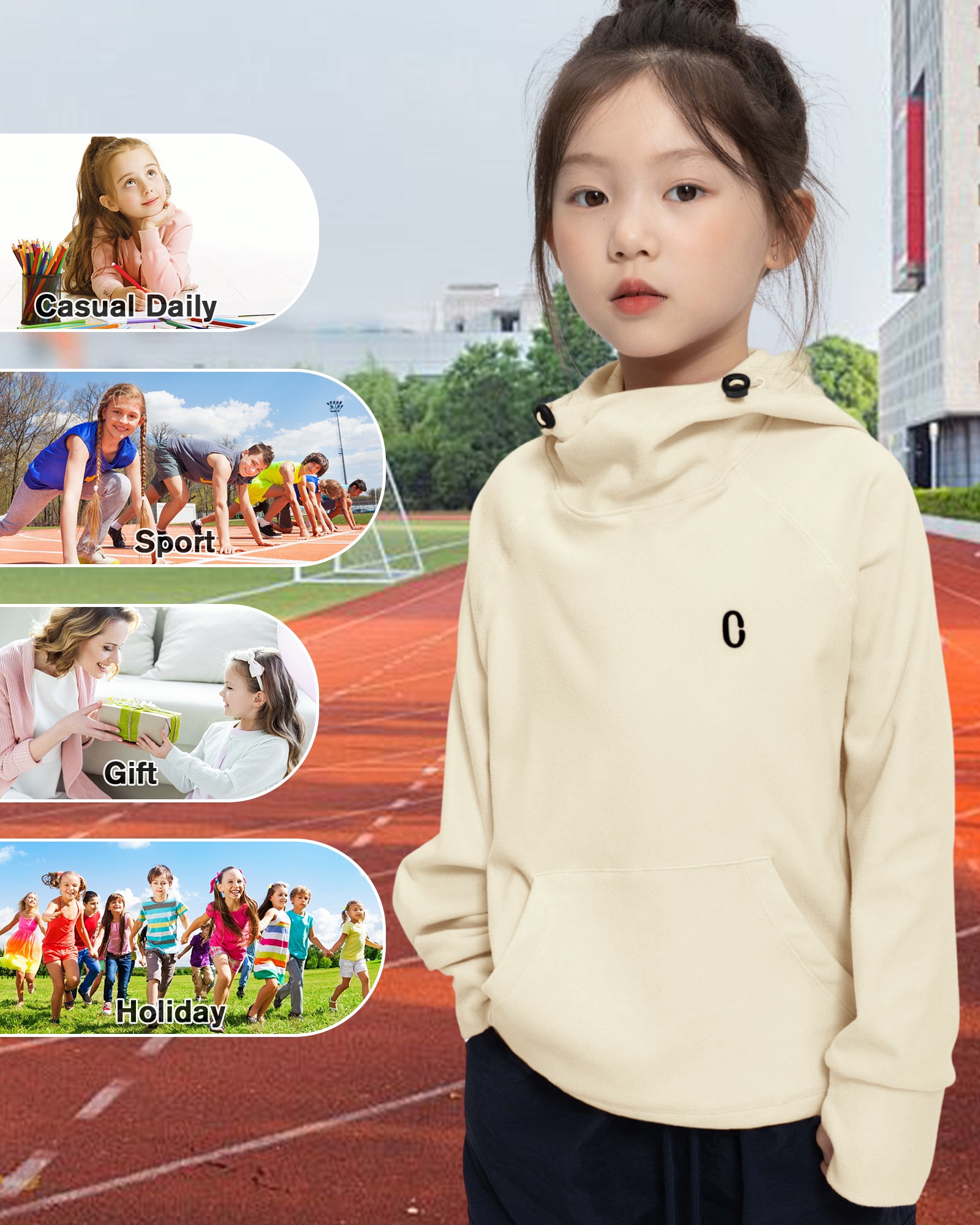 Girls Long Sleeve Cozy lightweight Hooded Pullover Tops with Pocket