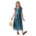 Load image into Gallery viewer, Rolanko Girls Boho Lace Ruffle Sleeve Tiered Flower Maxi Dress with Lining
