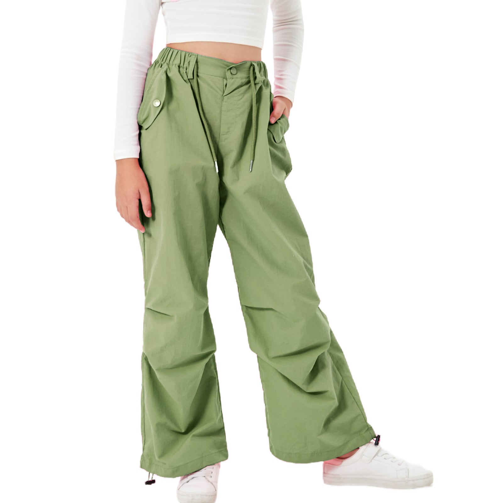 Girls Y2K Vintage Joggers with Adjustable Elastic Waist