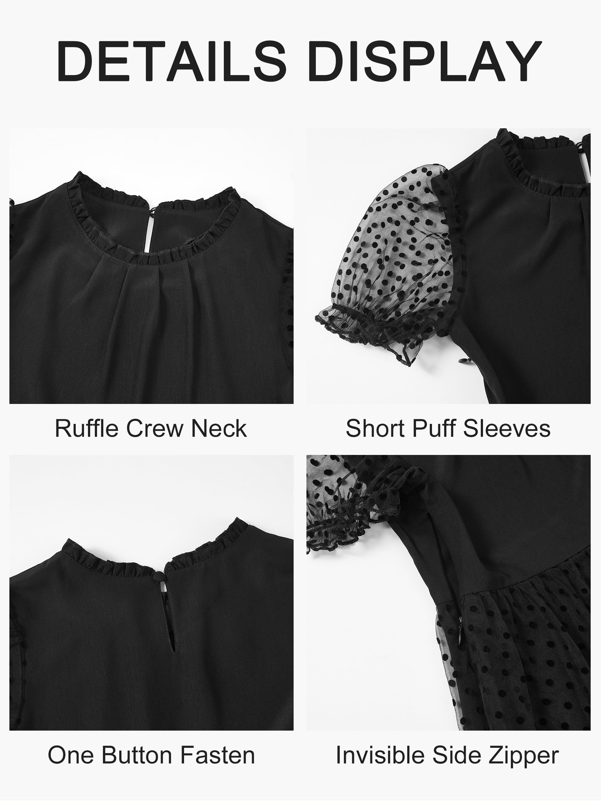 Rolanko Girls Contrast Mesh Ruffle Crew Neck Elegant Flower Wedding Prom Summer Dress