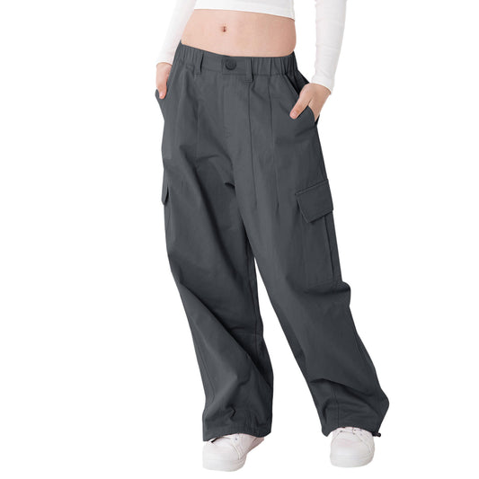 Pantaloni cargo da ragazza con vita elasticizzata e multitasche