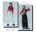 Load image into Gallery viewer, Girl's Black Reflective Strip Outdoor Dance Cargo Pants
