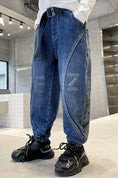 Load image into Gallery viewer, Boys Blue Patchwork Color Block Jeans
