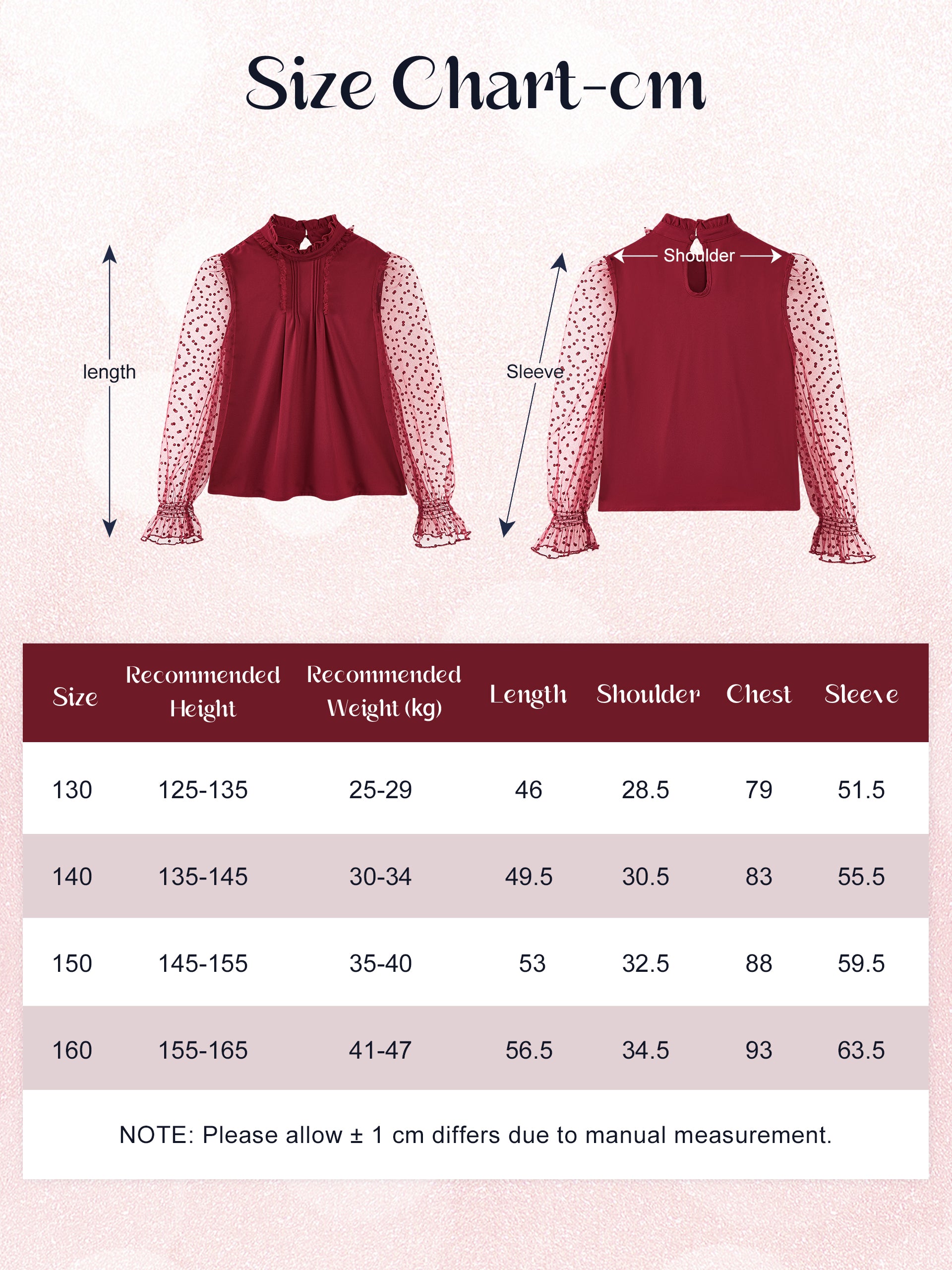 Girls Long Sleeve Shirts Chiffon Blouses with Polka Dot