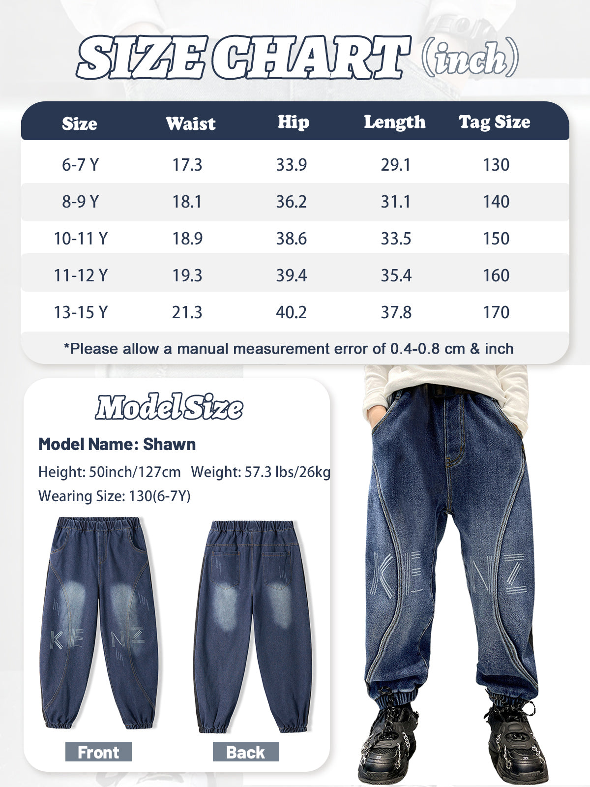 Boys Blue Patchwork Color Block Jeans