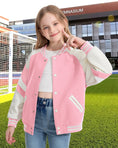 Load image into Gallery viewer, Girls Varsity Jackets Baseball Bomber Color Block Jacket Outwear With Pockets
