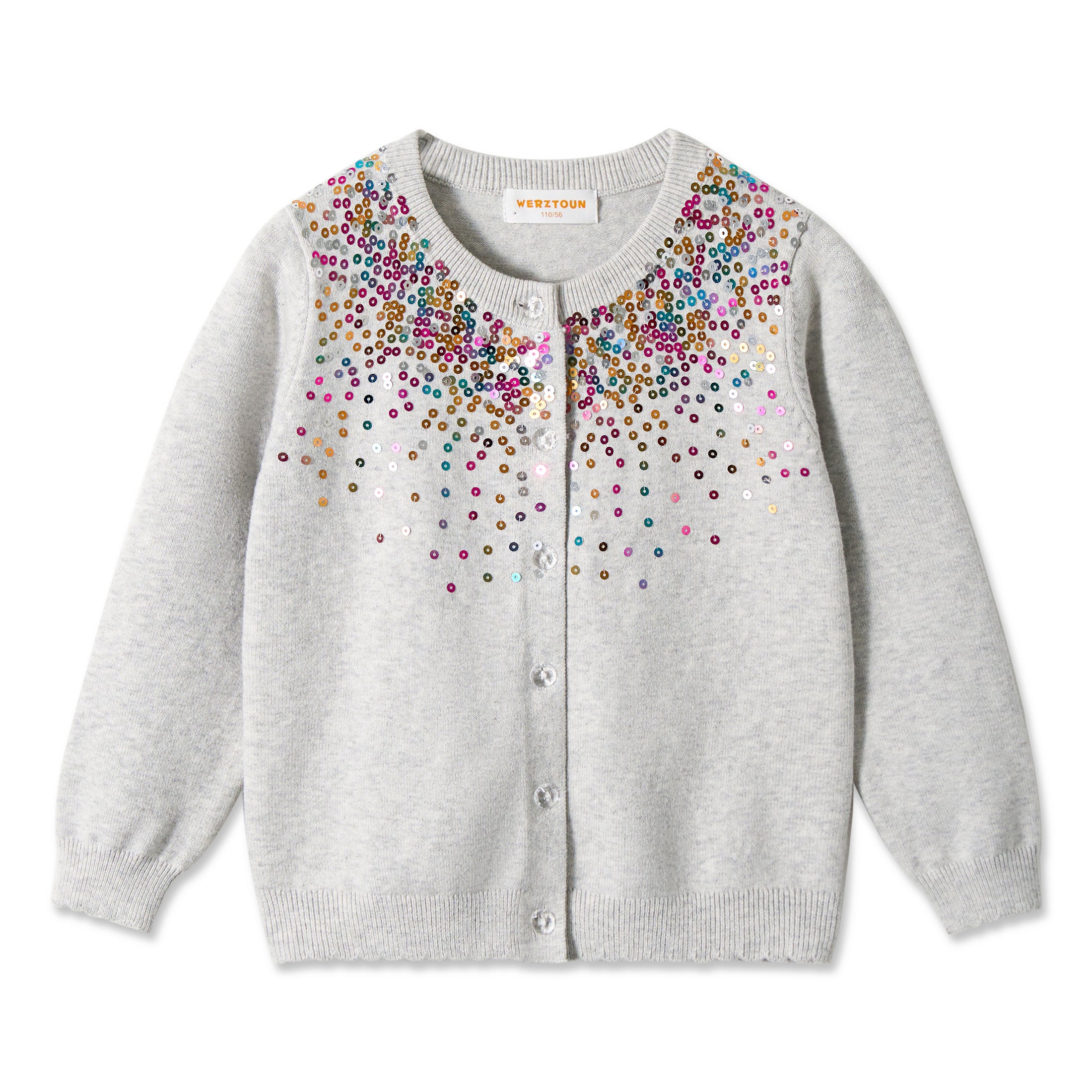 Girls Cardigan Sparkling Sequin Kids Knit Button Up Sweater Long Sleeve