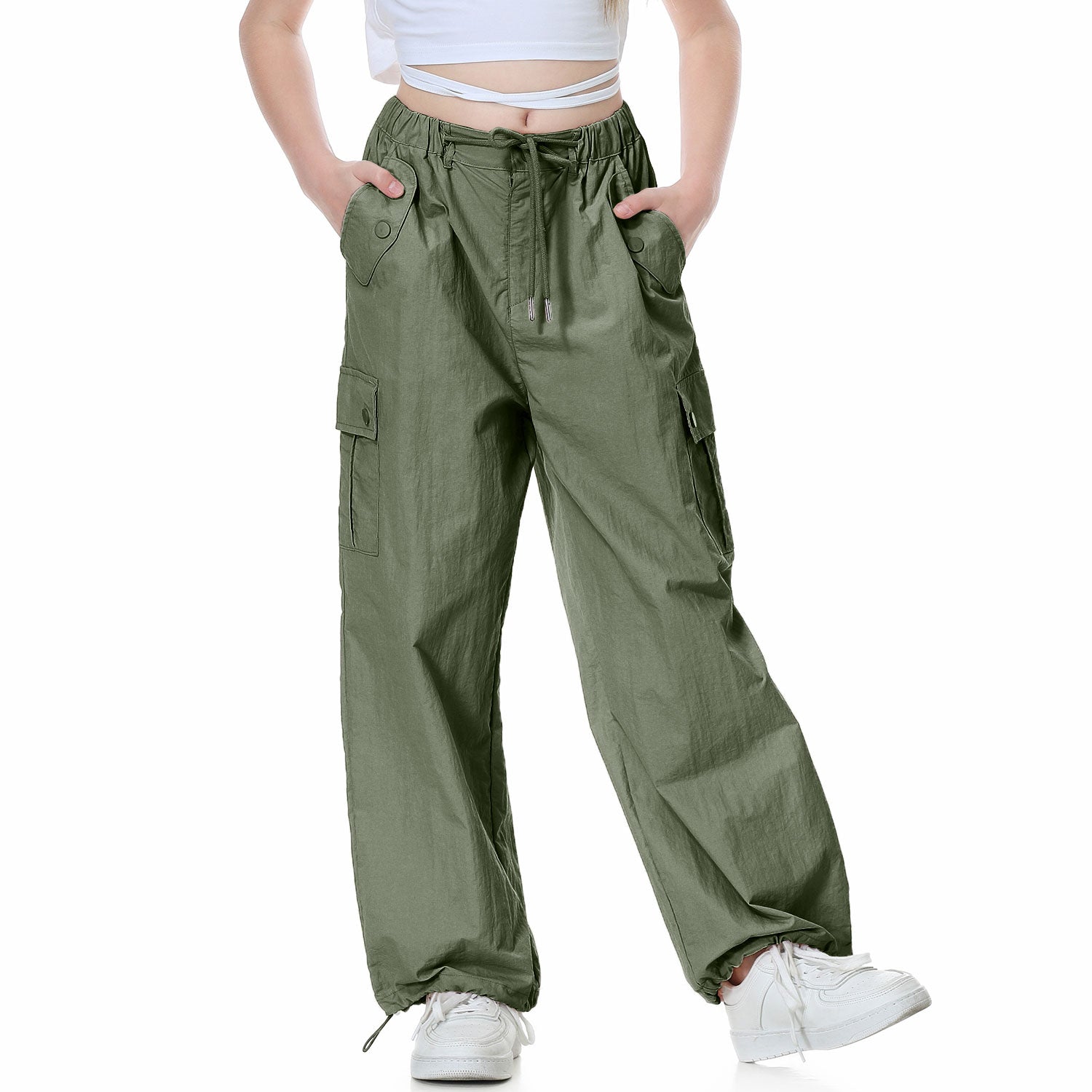 Girl's Baggy Cargo Parachute Trousers