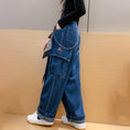 Load image into Gallery viewer, Girl's Casual High Waist Baggy Wide Leg Cargo Pants
