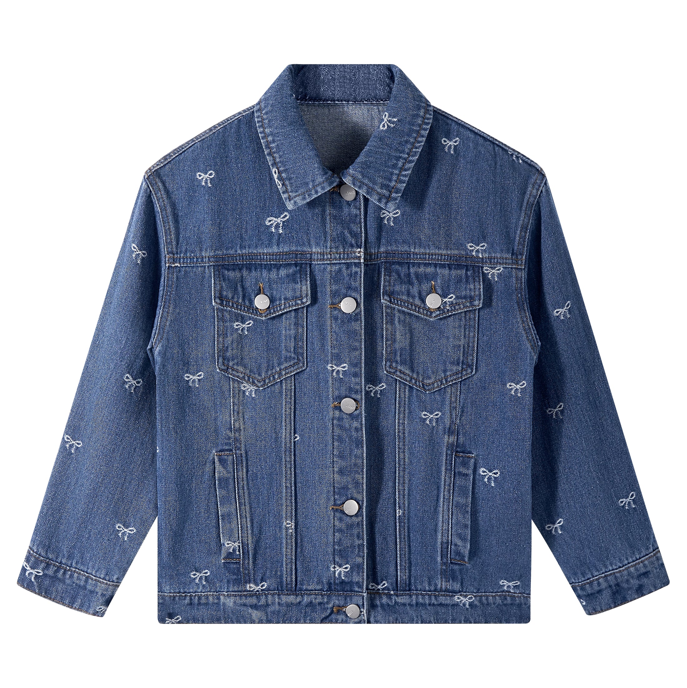 Rolanko Denim Jacket With All Over Embroidered Bow
