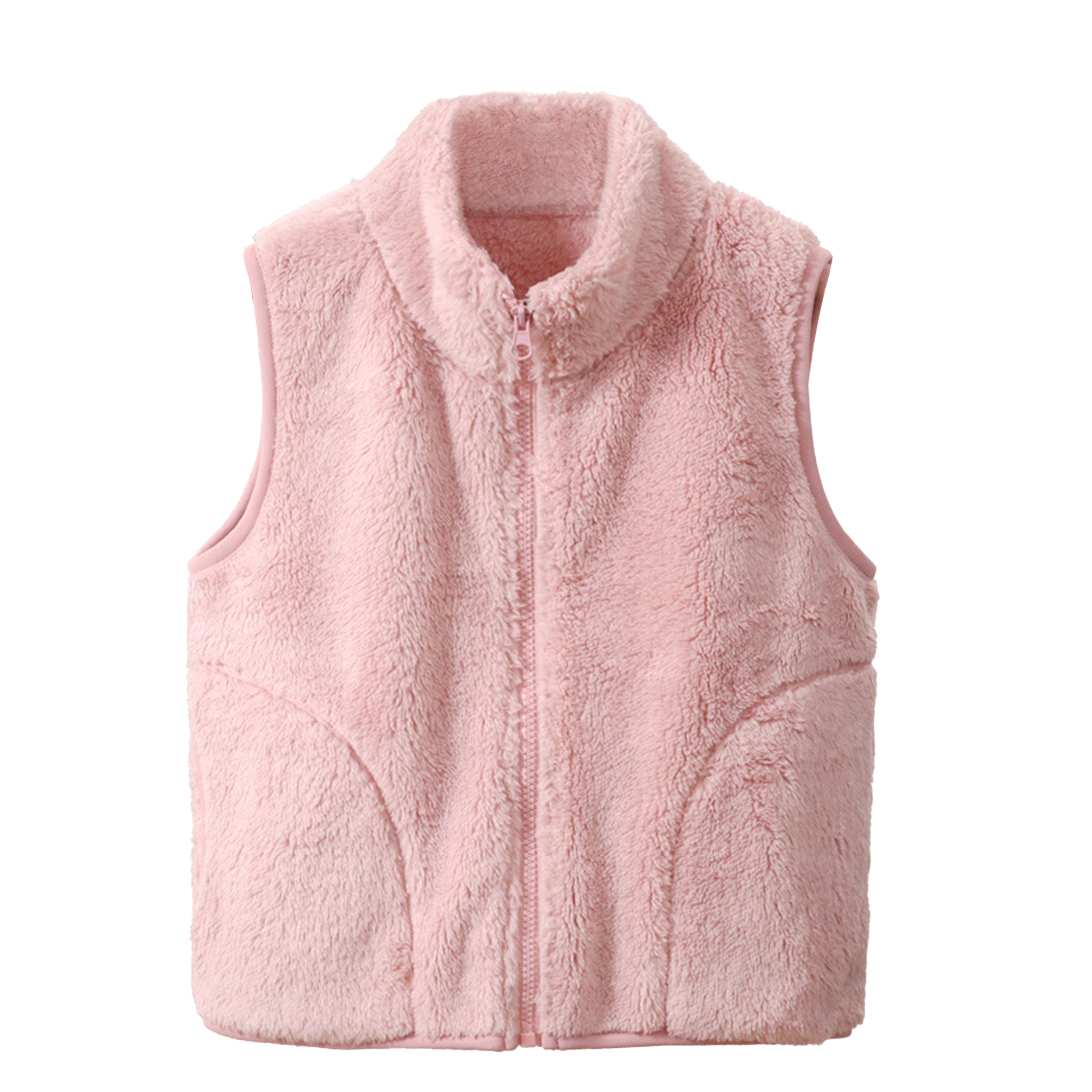 Girls Solid Color Polar Fleece Vest with Zipper