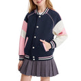 Load image into Gallery viewer, Girls Varsity Jackets Baseball Bomber Color Block Jacket Outwear With Pockets
