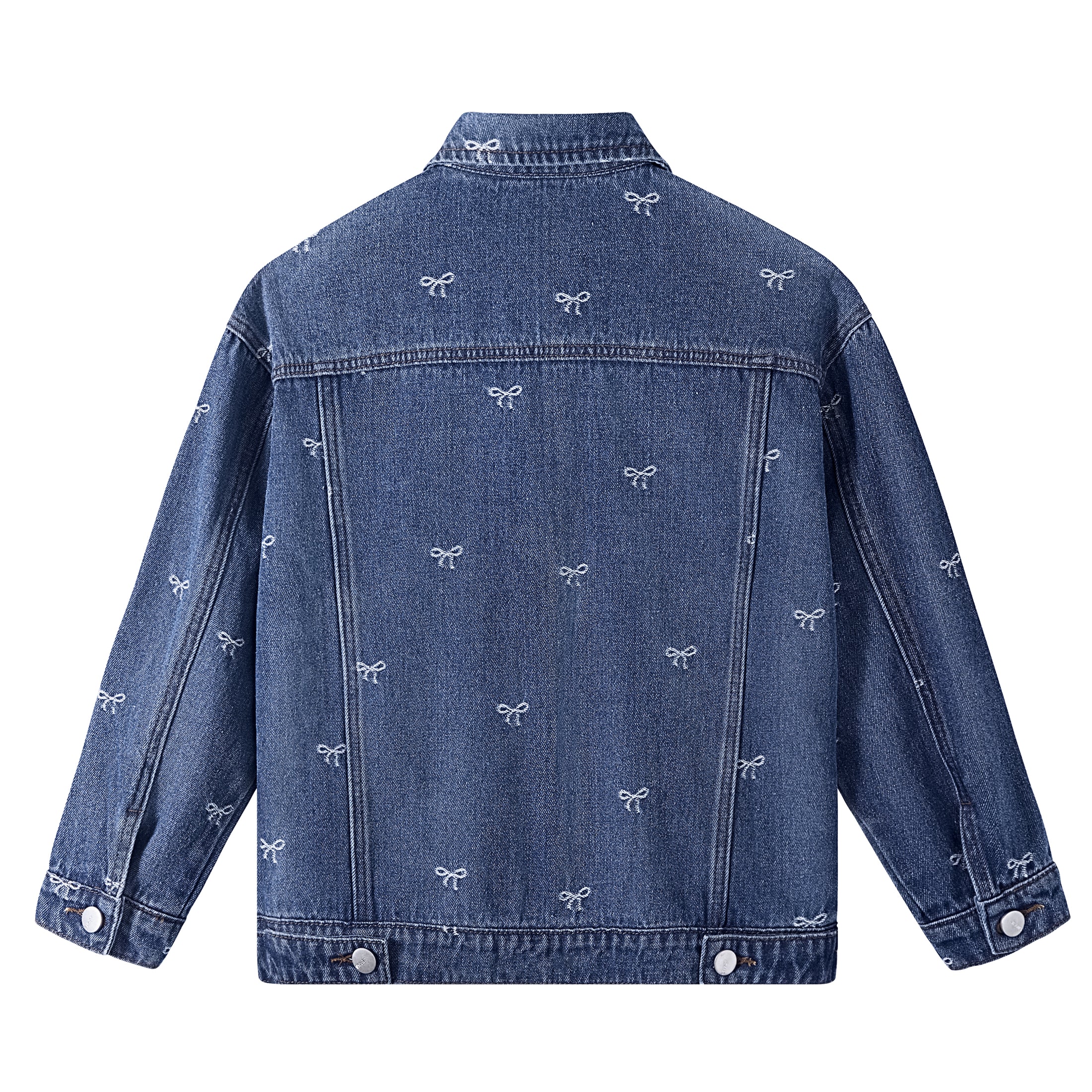 Rolanko Denim Jacket With All Over Embroidered Bow