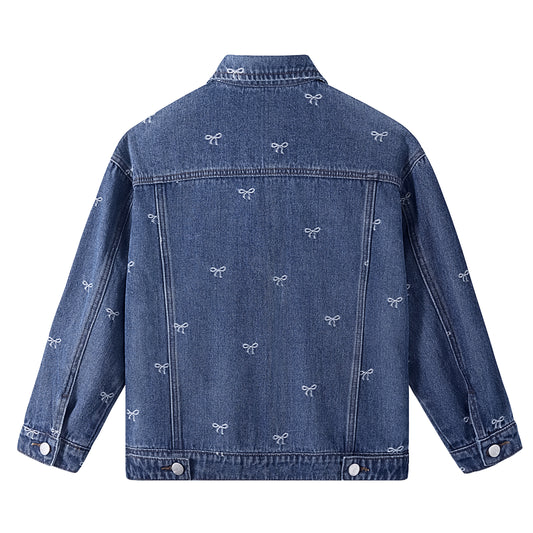 Rolanko Denim Jacket With All Over Embroidered Bow