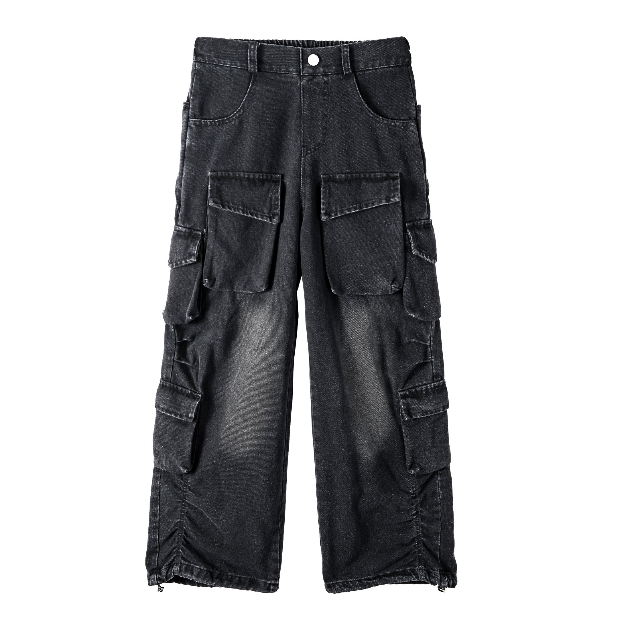 Girl's Casual High Waist Baggy Wide Leg Cargo Pants