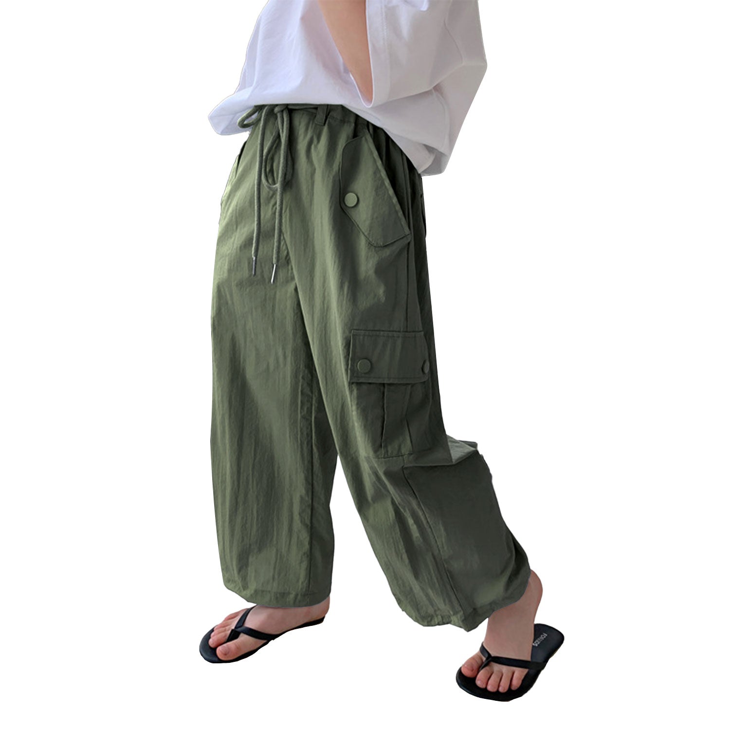 Girl's Baggy Cargo Parachute Trousers