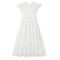 Load image into Gallery viewer, Rolanko Girls Boho Lace Ruffle Sleeve Tiered Flower Maxi Dress with Lining

