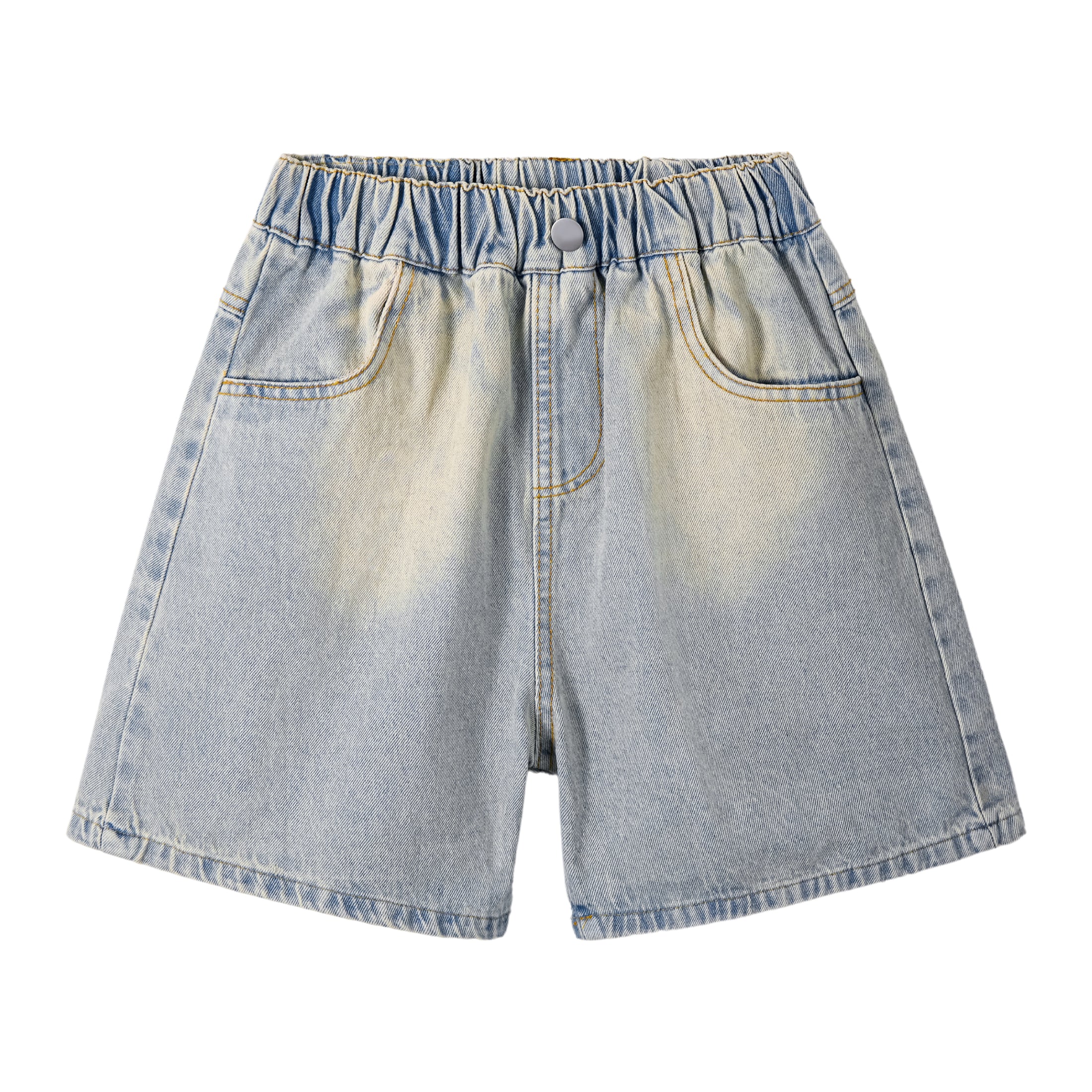Rolanko Girls Elastic Waist Jean Shorts Wide Leg Baggy Denim Shorts