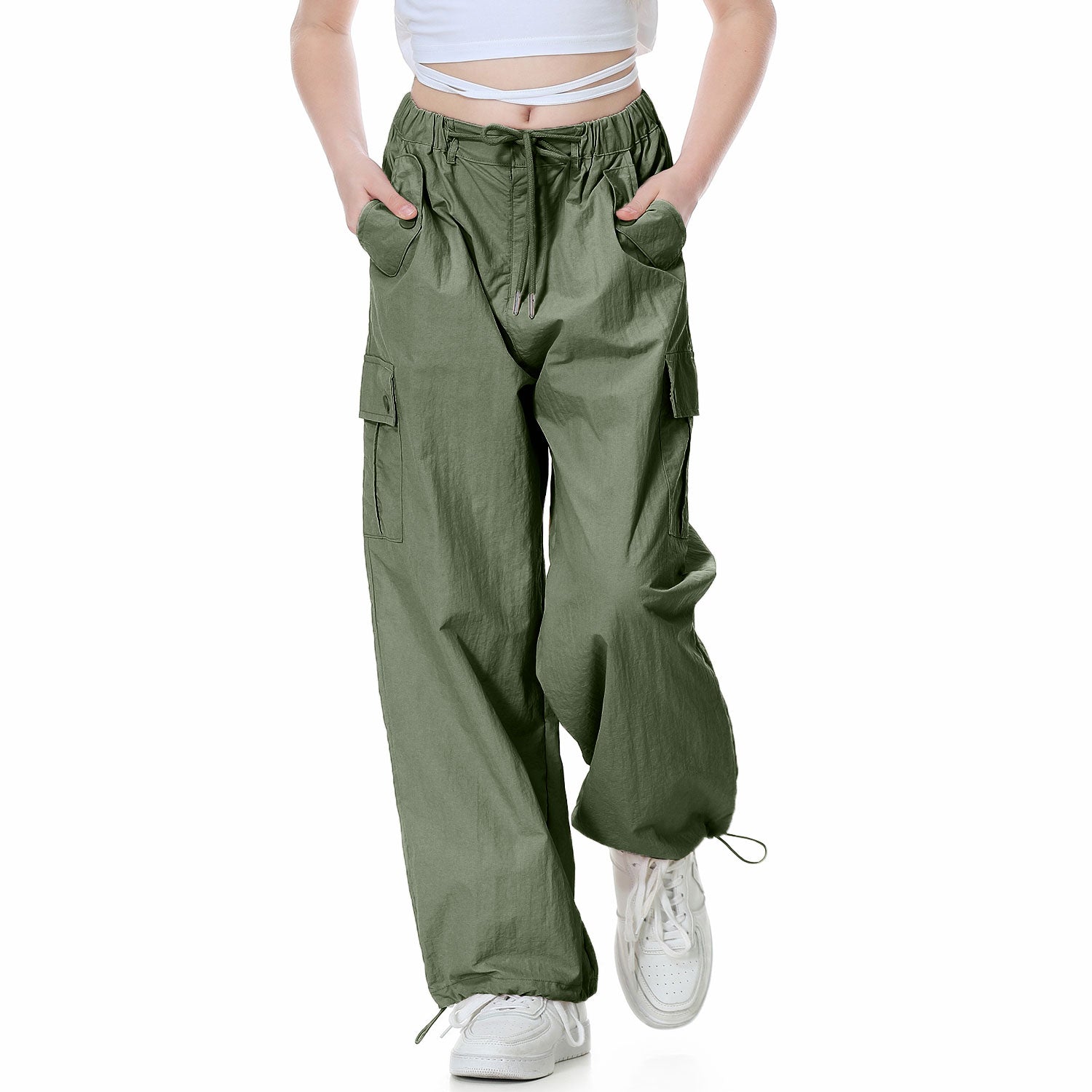 Girl's Baggy Cargo Parachute Trousers