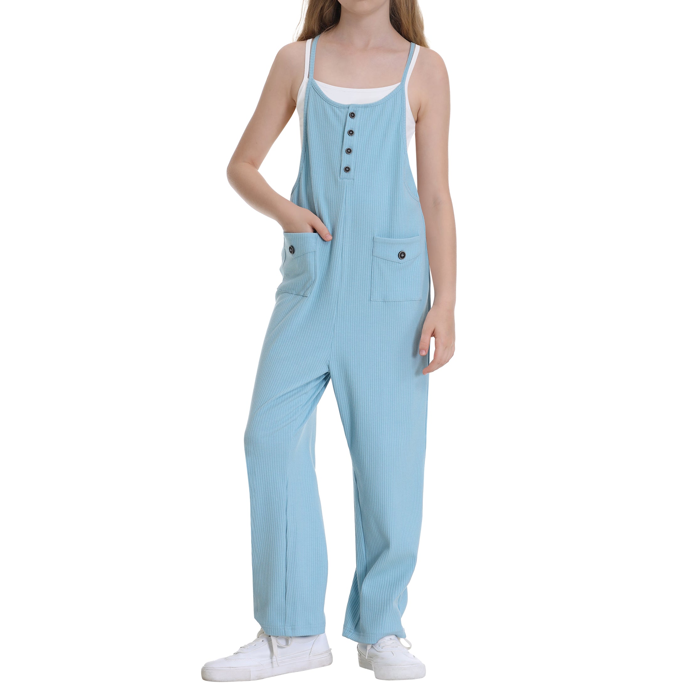 Rolanko Girls Jumpsuit Sleeveless Spaghetti Strap Overalls