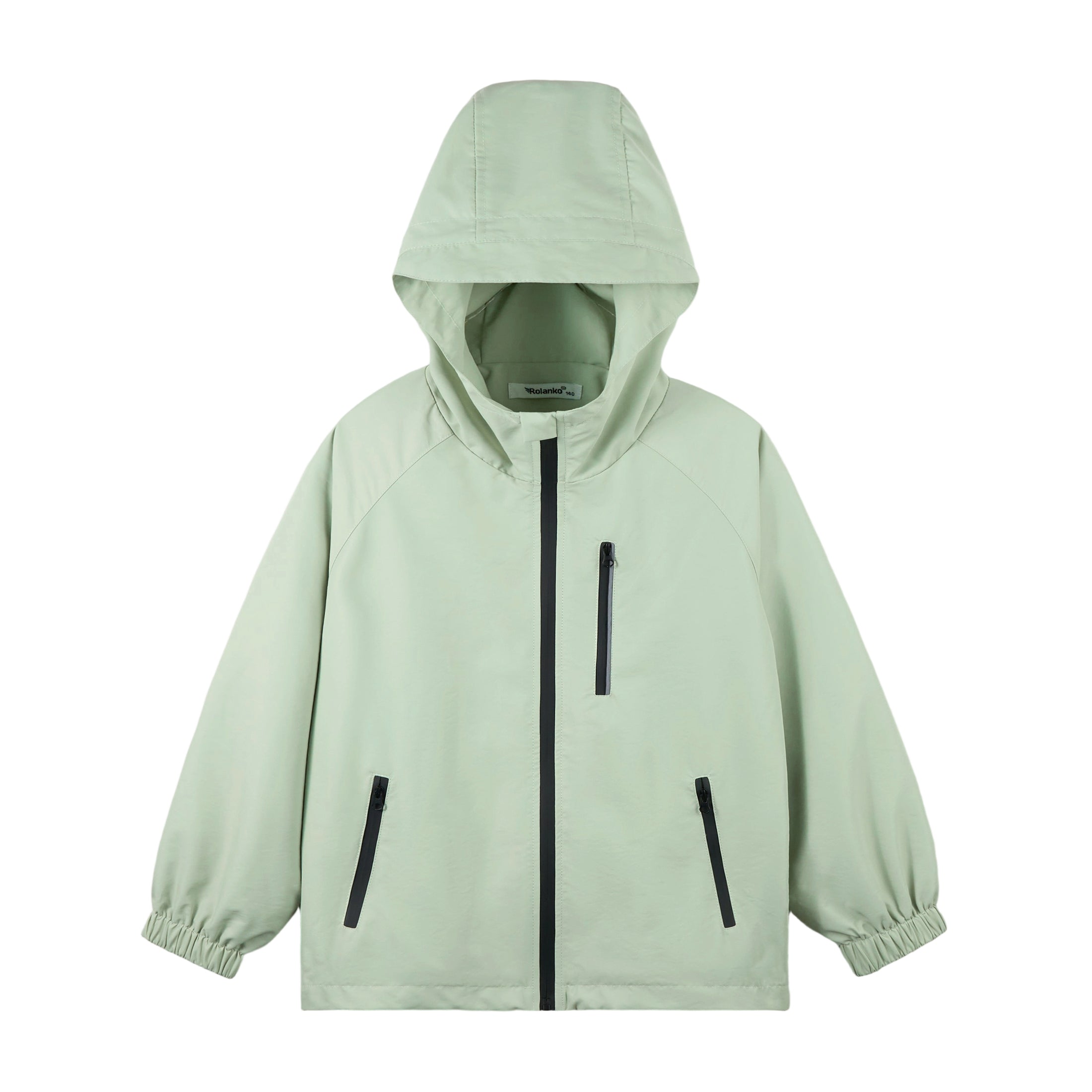 Girls' Solid Colour Windproof Jacket with Reflective Stripes