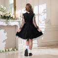 Load image into Gallery viewer, Rolanko Girls Contrast Mesh Puff Long Sleeve A-Line Dress with Belt
