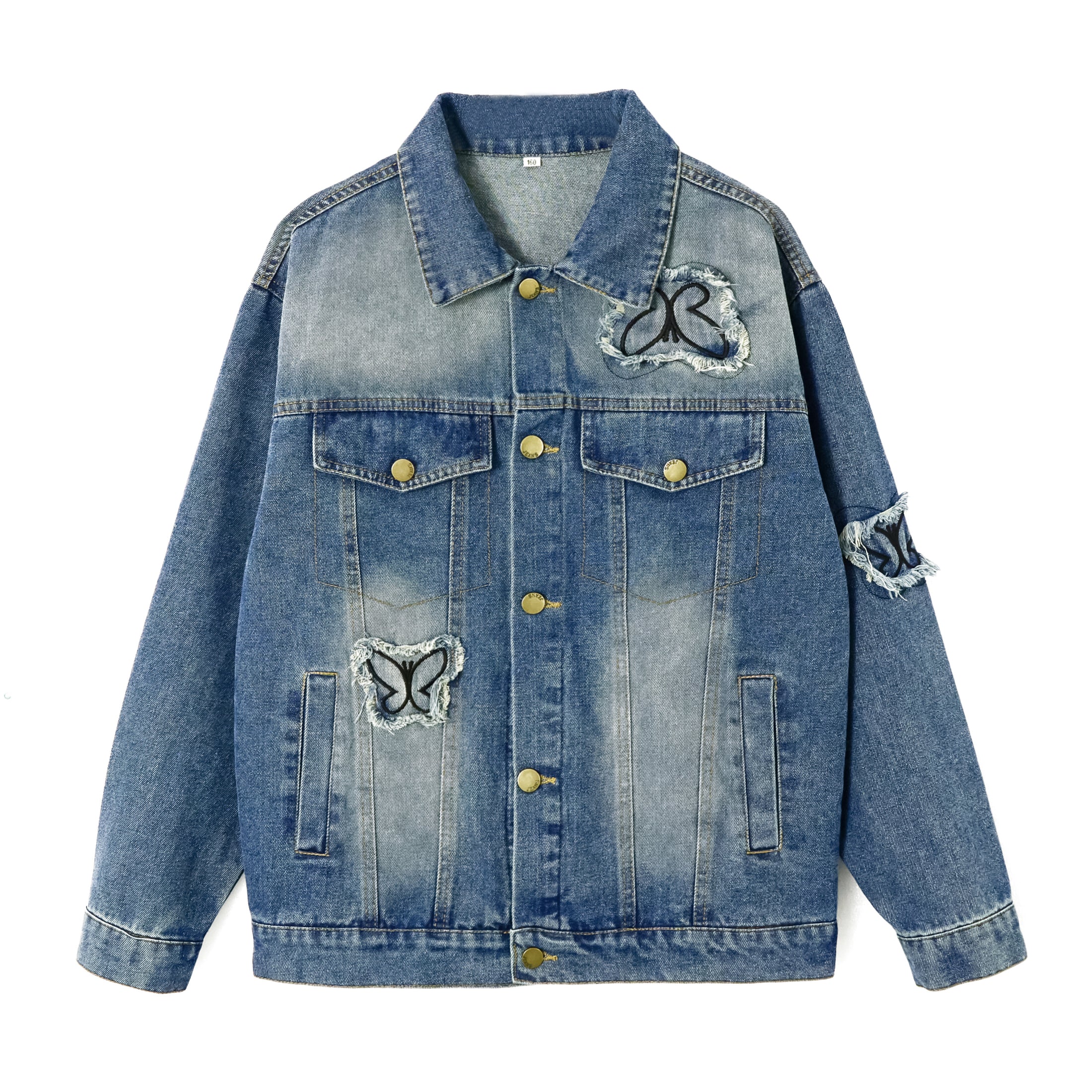 Girls Butterfly Pattern Denim Jacket