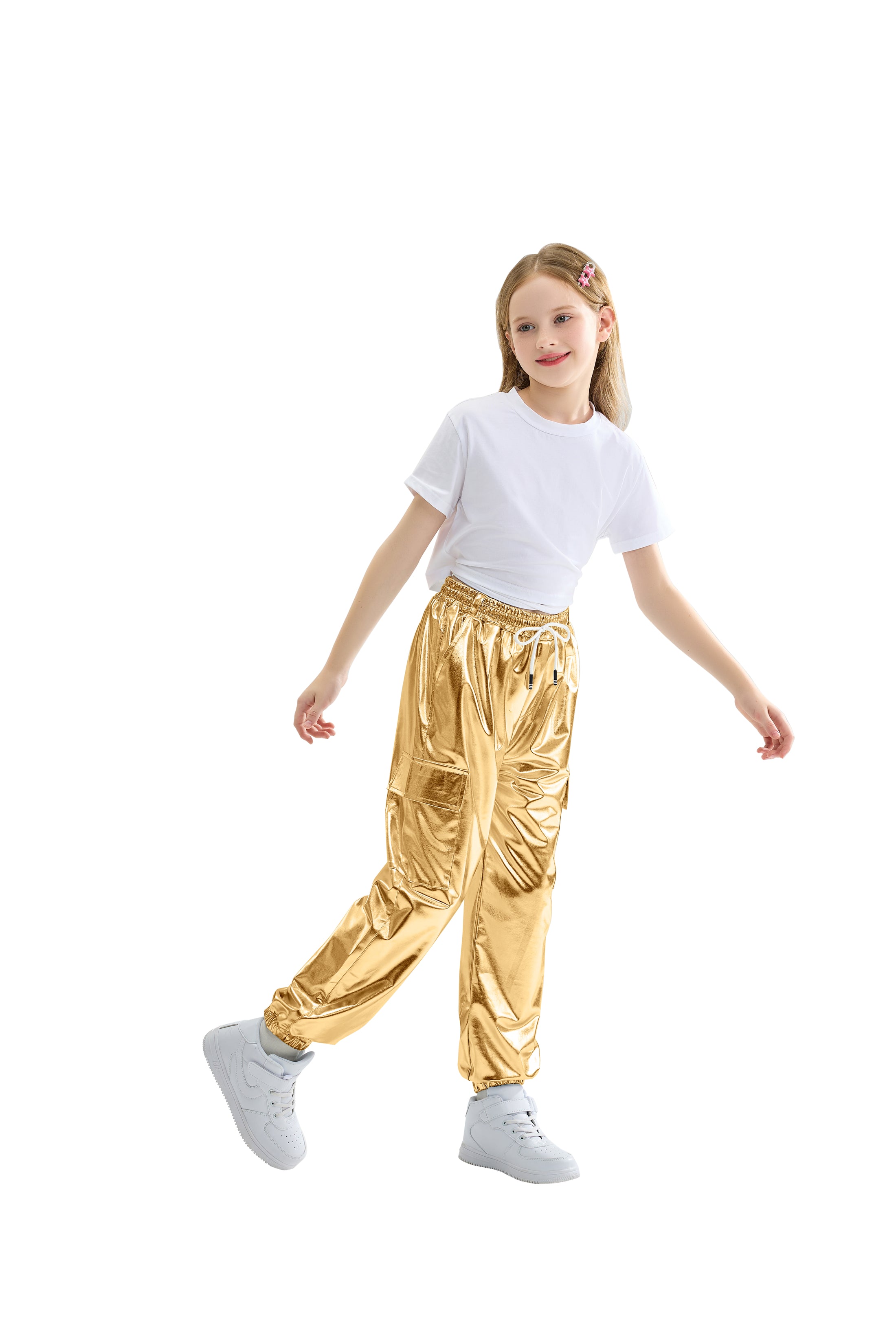 Girls Hip Hop Dance Cotton Cargo Jogger Pants for Kids