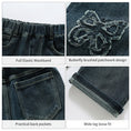 Load image into Gallery viewer, Girls Front Raw Edge Butterfly Wide Leg Jeans
