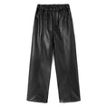 Load image into Gallery viewer, Girls Faux Leather Pants Straight Wide Leg Streetwear Trousers with Pockets
