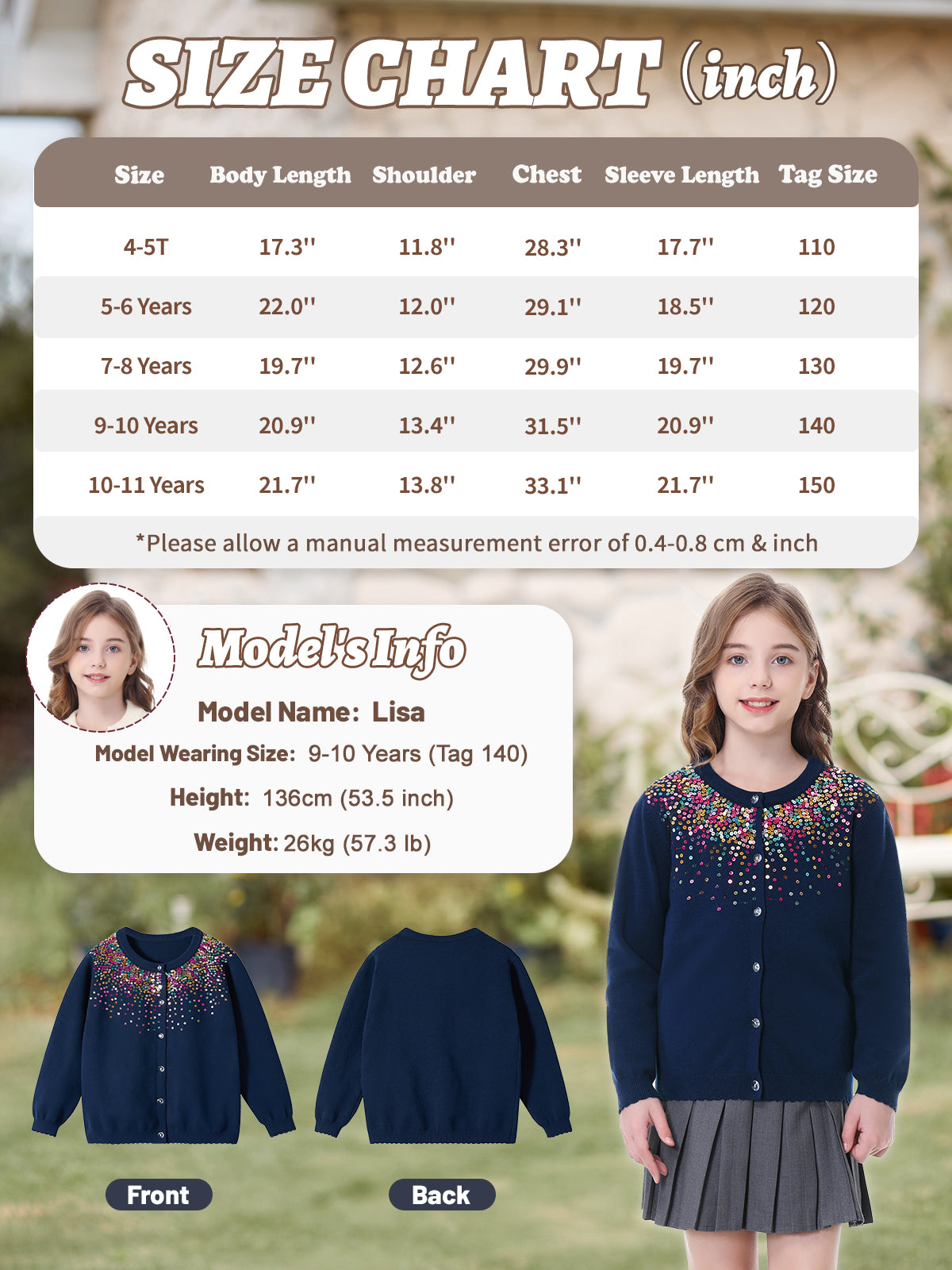 Girls Cardigan Sparkling Sequin Kids Knit Button Up Sweater Long Sleeve