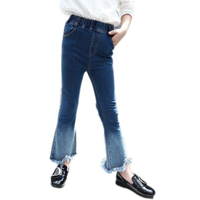 Girl's Blue Gradient Denim Flared Pants