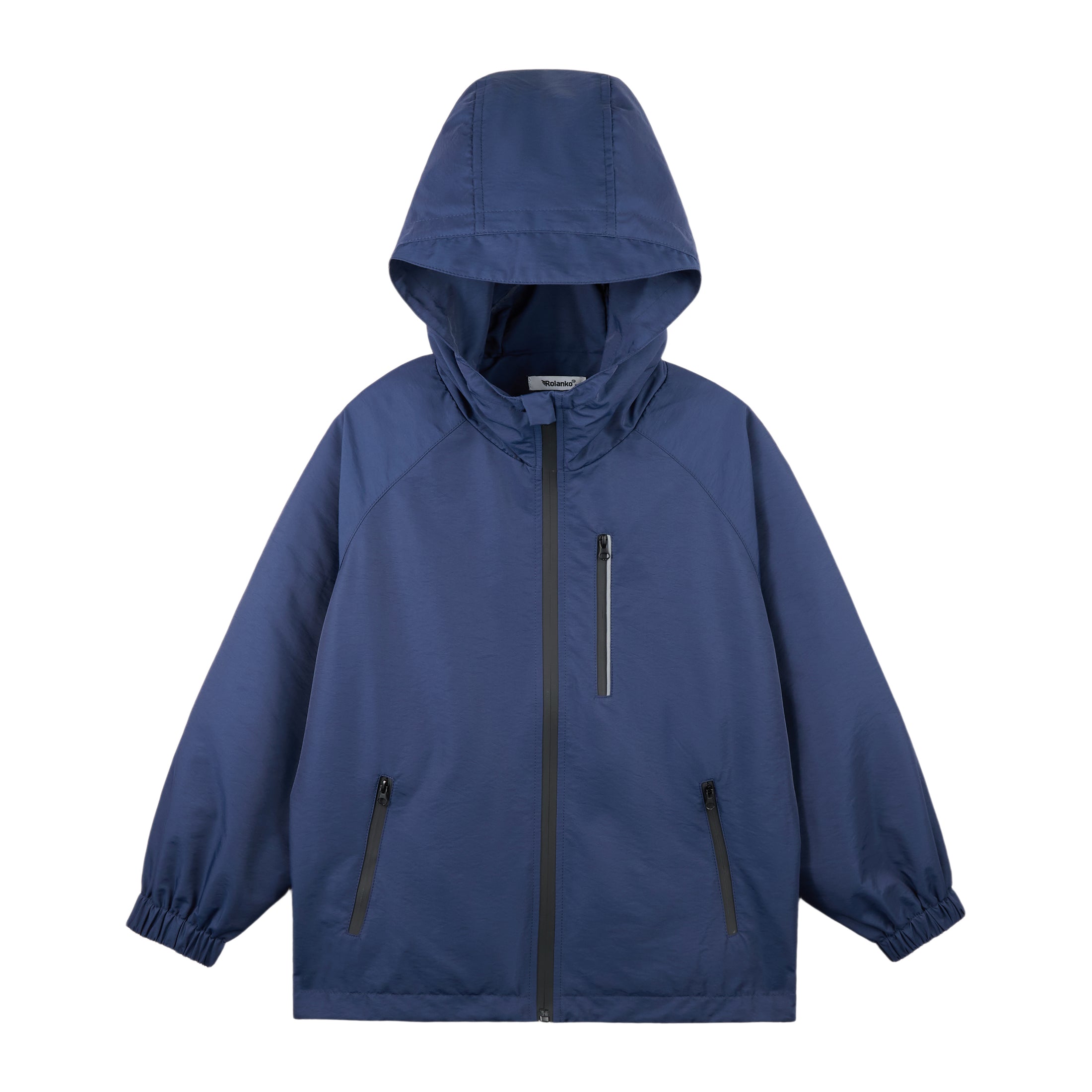 Girls' Solid Colour Windproof Jacket with Reflective Stripes