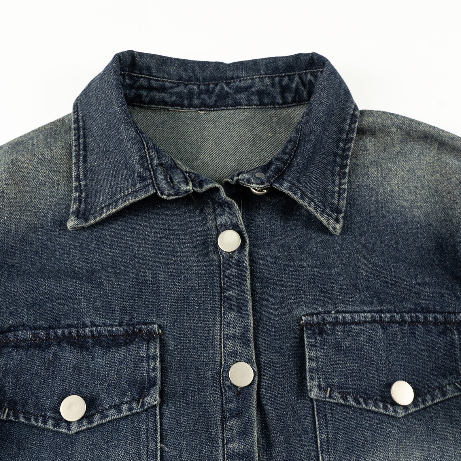 Girls Oversized Fall Denim Shirt with Pockets