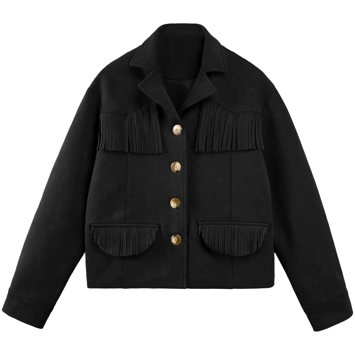 Girls Faux Suede Fringe Jacket Western Cropped Coat