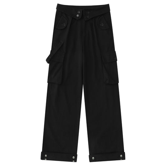 Pantaloni cargo da ragazza a vita alta con tasche larghe e pantaloni cargo a gamba larga 