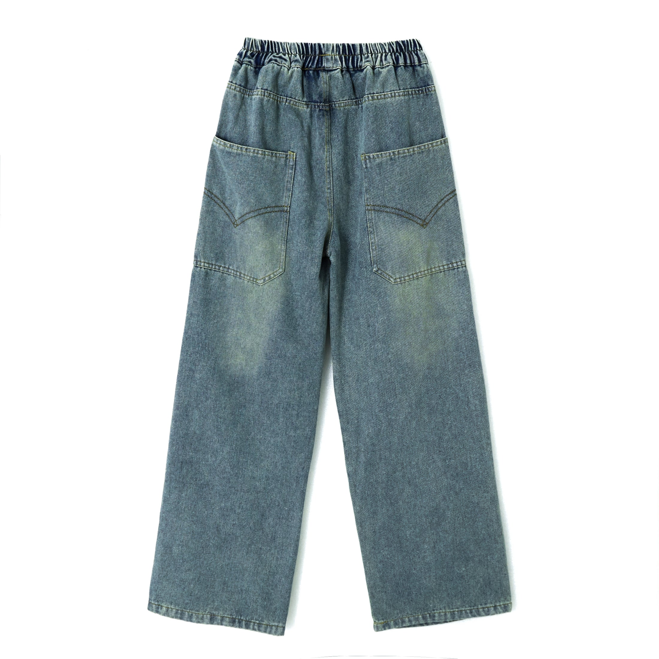 Girls Knee Stitched Wide Leg Jeans