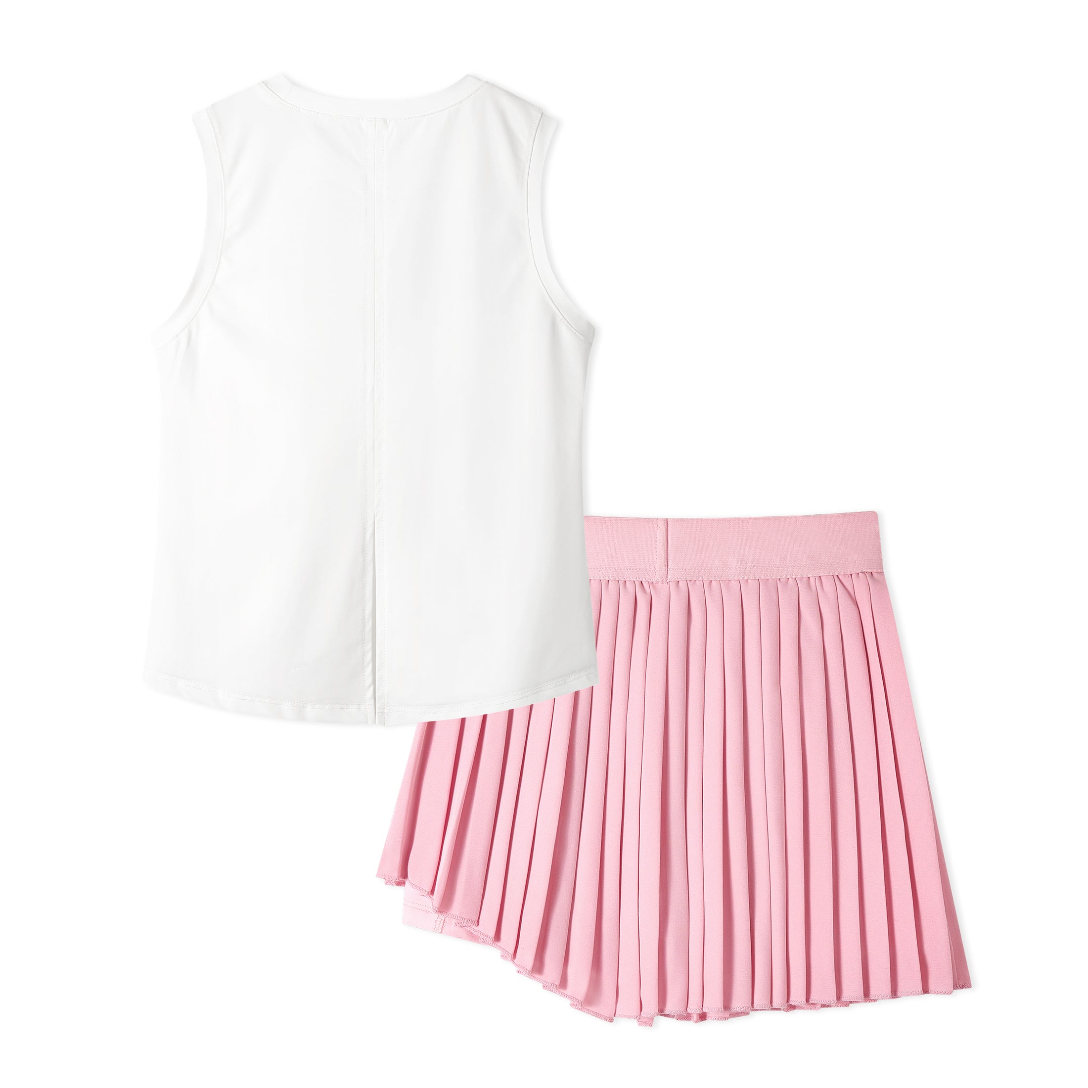 Rolanko Girls Tennis Skirt Set, UPF 50+ Tank Top & Pleated Skirt