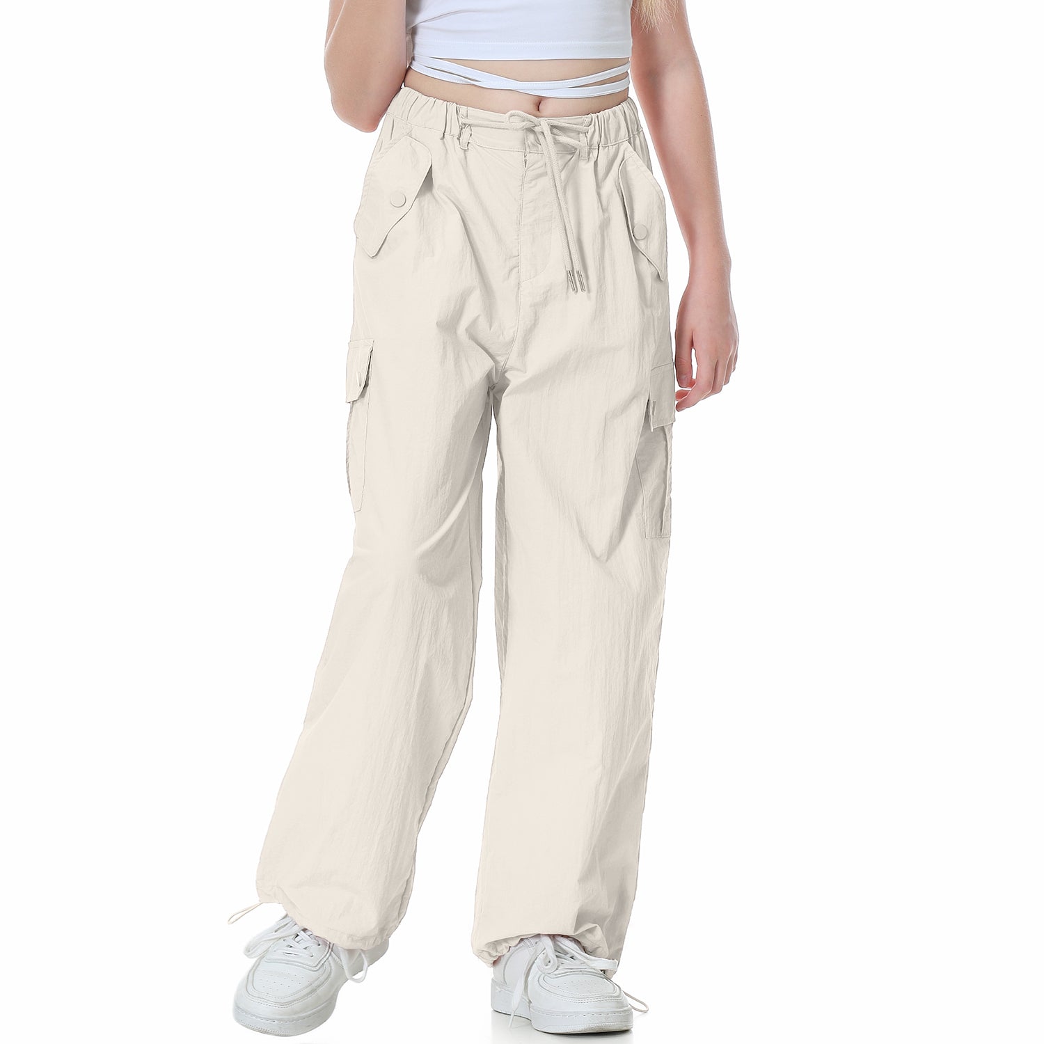 Girl's Baggy Cargo Parachute Trousers