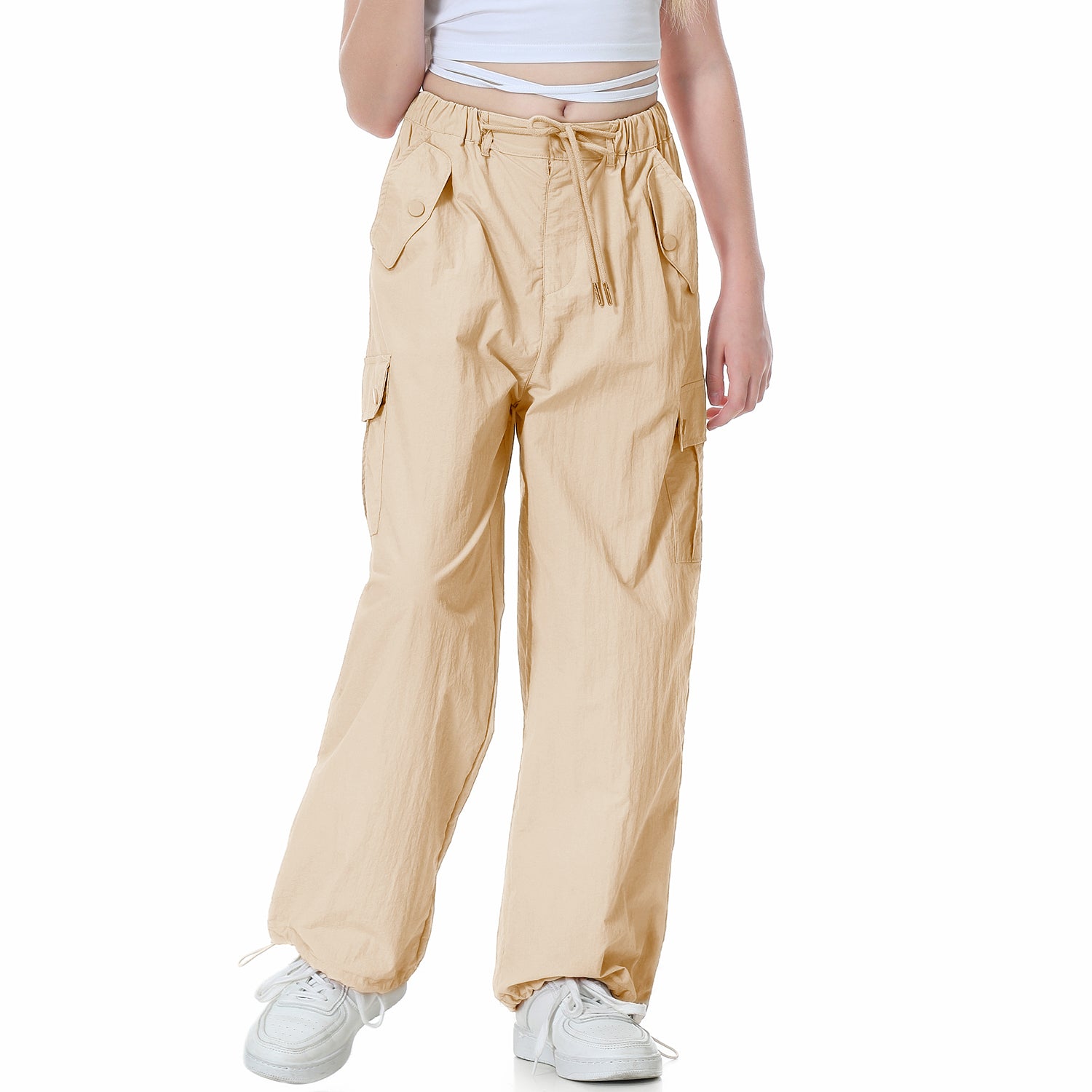 Girl's Baggy Cargo Parachute Trousers