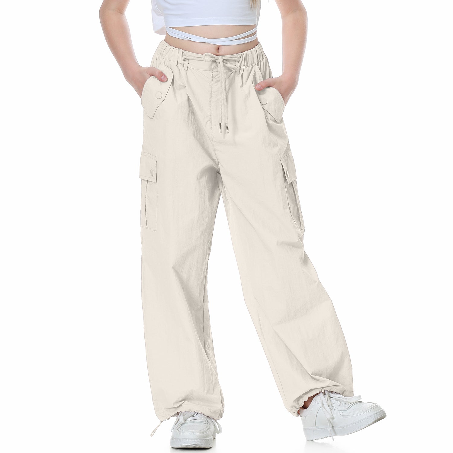 Girl's Baggy Cargo Parachute Trousers