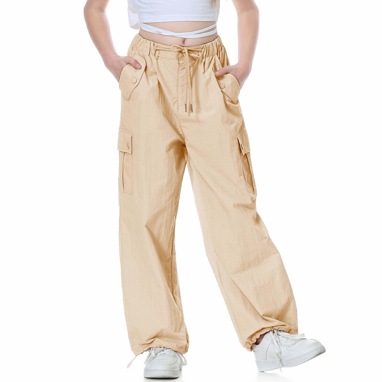 Girl's Baggy Cargo Parachute Trousers