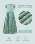 Load image into Gallery viewer, Rolanko Girls Boho Lace Ruffle Sleeve Tiered Flower Maxi Dress with Lining
