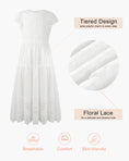 Load image into Gallery viewer, Rolanko Girls Boho Lace Ruffle Sleeve Tiered Flower Maxi Dress with Lining
