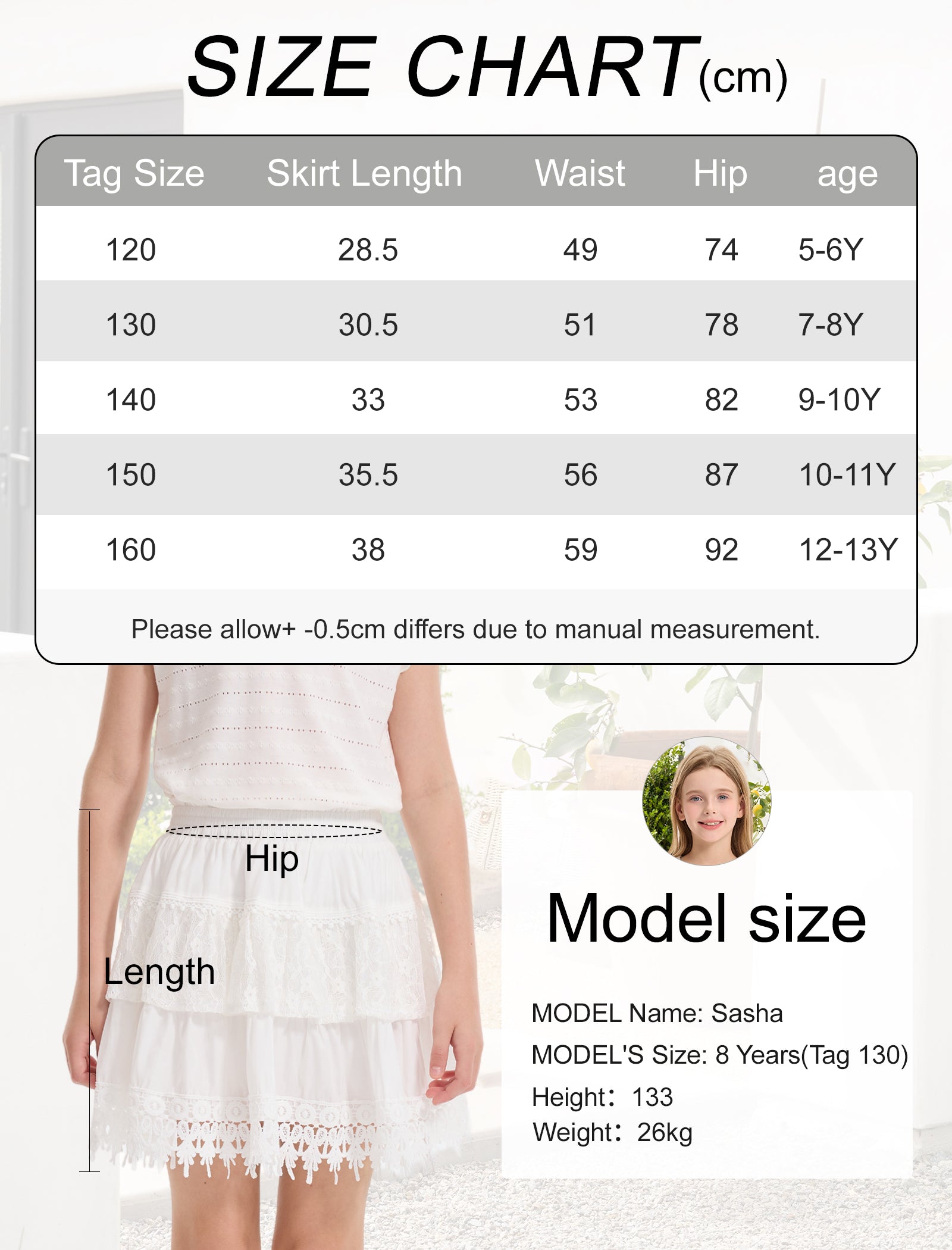 Rolanko Girls Lace Mini Skirts Ruffle Pleated Tiered High Waist Flowy Skorts