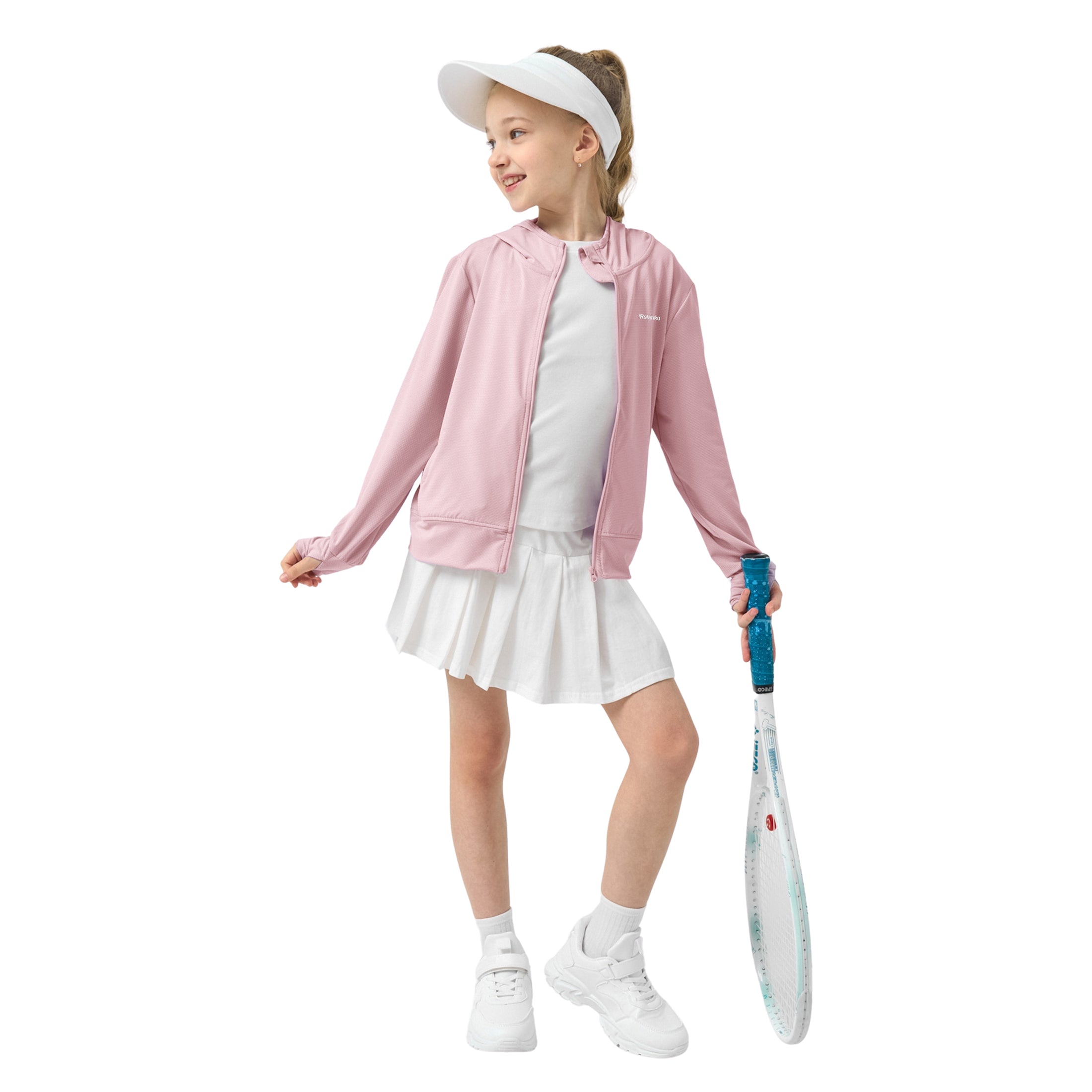 Rolanko Kids Zip Up Sun Hoodie UPF50+ with Thumbholes
